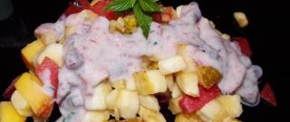 Fruit Salad with Yoghurt and Cranberry Sauce Photo