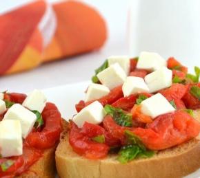 Healthy Sandwich With Roasted Peppers and Feta Photo