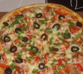 Pizza with Ham and Champignons Photo