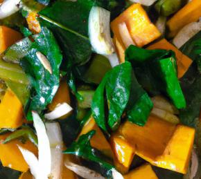 Spinach and Pumpkin Salad with Caramelized Onions Photo