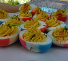 Red, White and Blue Deviled Eggs Photo