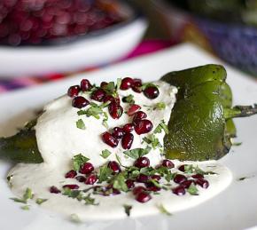 Chiles en Nogada (Mexican Stuffed Poblano Peppers in Walnut Sauce) Photo