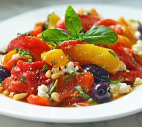 Roasted Pepper Salad with Feta, Pine Nuts & Basil Photo