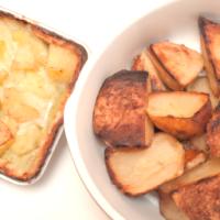 Rustic Baked Potatoes and Toasted Baguette Photo